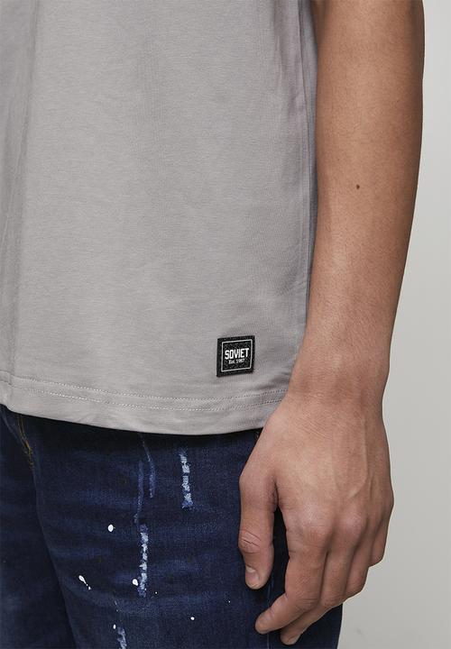 SOVIET - Crew Neck Box Fit Fashion Tee - Grey