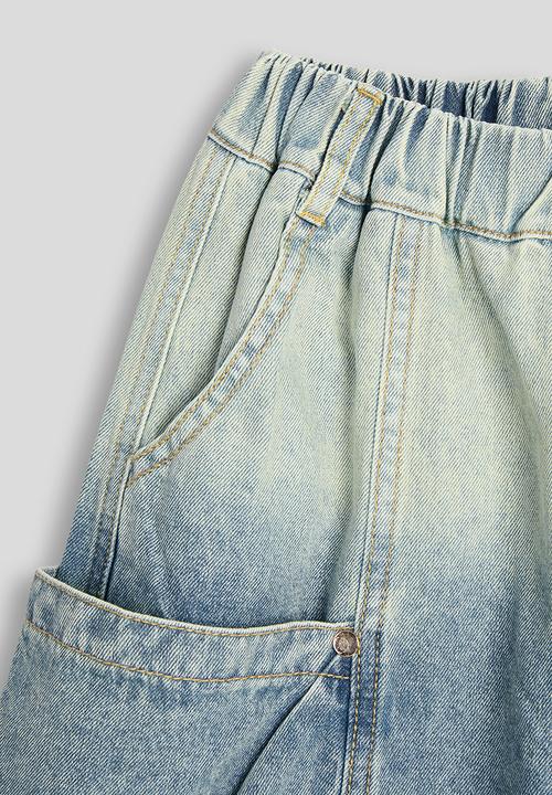 Pop Candy - Acid wash cargo denim shorts - blue
