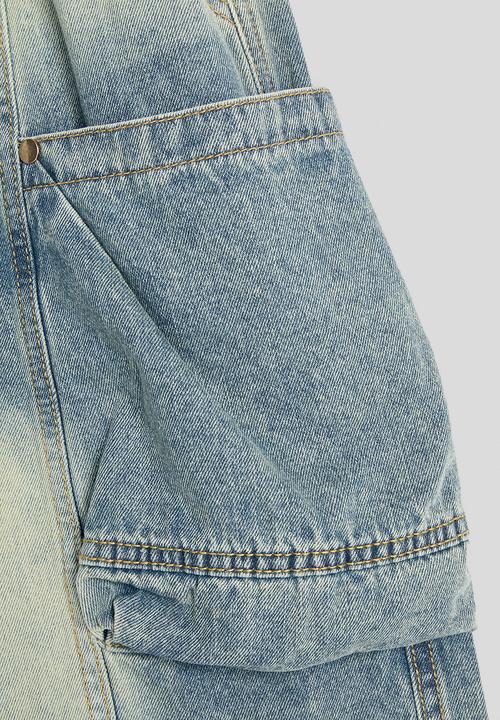 Pop Candy - Acid wash cargo denim shorts - blue