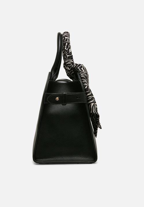Anne Klein - Rounded Satchel w/ Detachable Strap - Black/Zebra