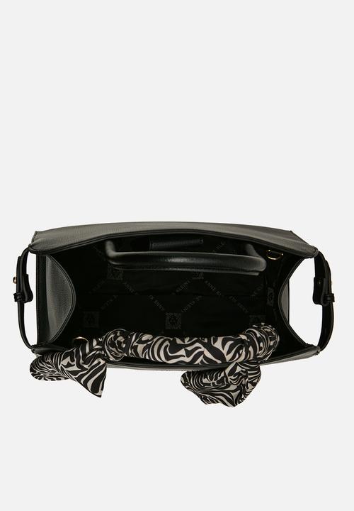 Anne Klein - Rounded Satchel w/ Detachable Strap - Black/Zebra