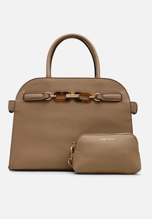 Anne Klein - Curved Satchel w/ Detachable Strap - Truffle