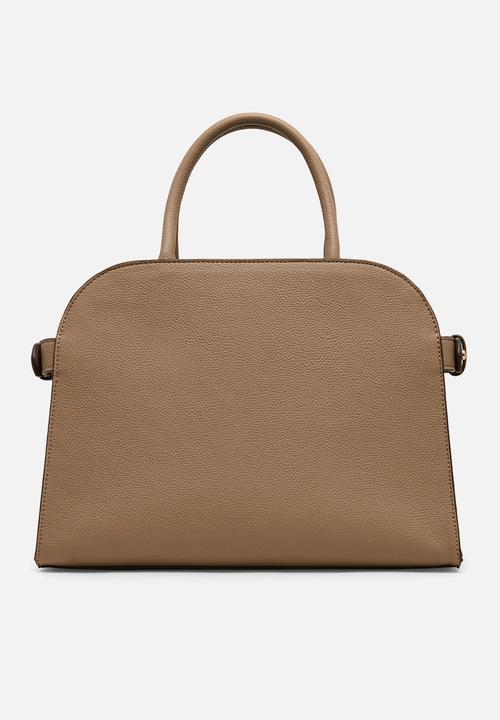 Anne Klein - Curved Satchel w/ Detachable Strap - Truffle
