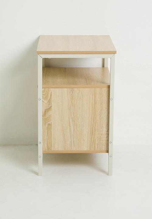H&S - Single fluted door side table - white/natural