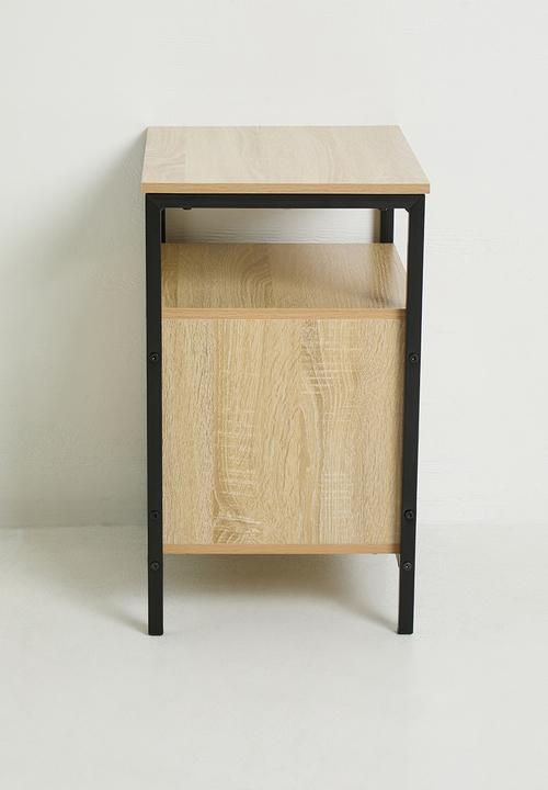 H&S - Single fluted door side table - black/natural