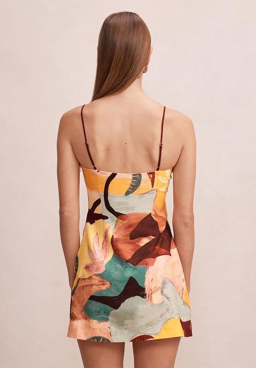 Forever New - Mel strappy linen mini dress in arndale abstract