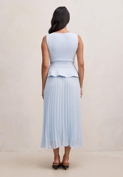 Forever New - Luella pleat mixed midi dress in soft blue