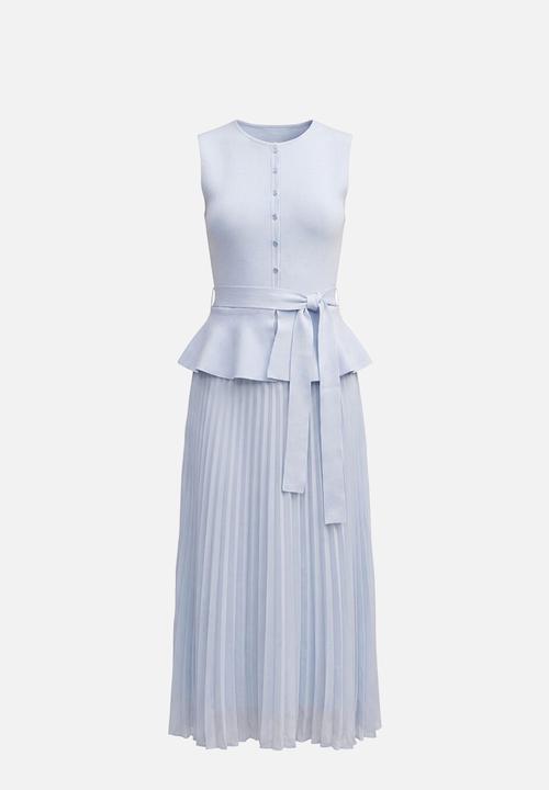 Forever New - Luella pleat mixed midi dress in soft blue