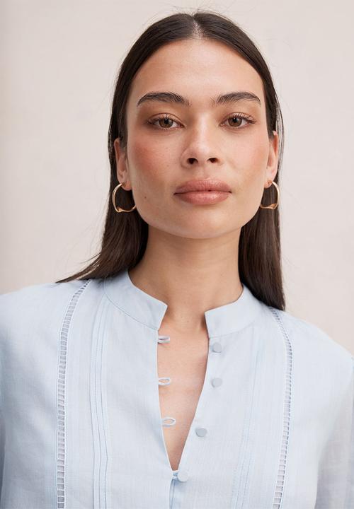 Forever New - Skye trim detail blouse in blue bell