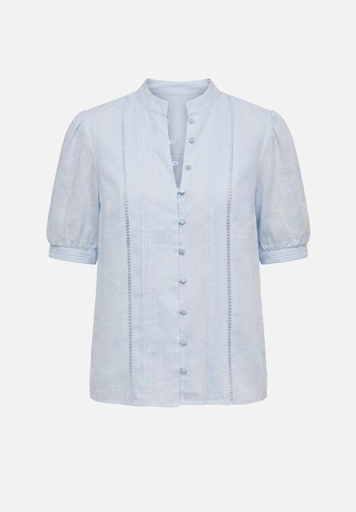 Forever New - Skye trim detail blouse in blue bell