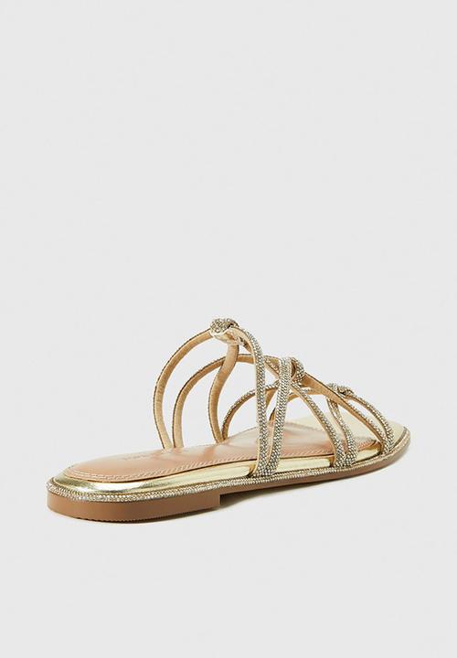 Forever New - Talia twisted vamp embellished flat sandal in gold