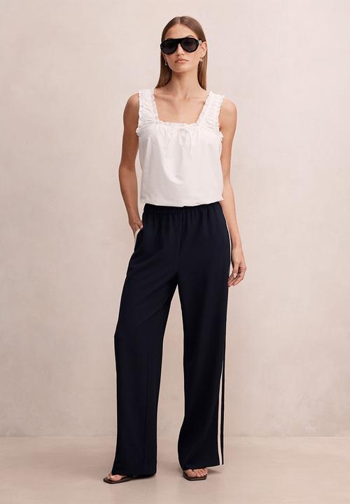 Forever New - Chloe side stripe wide leg pants in navy
