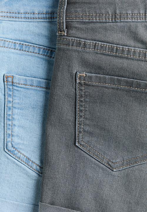 H&M - 2-Pack denim shorts - light denim blue/grey