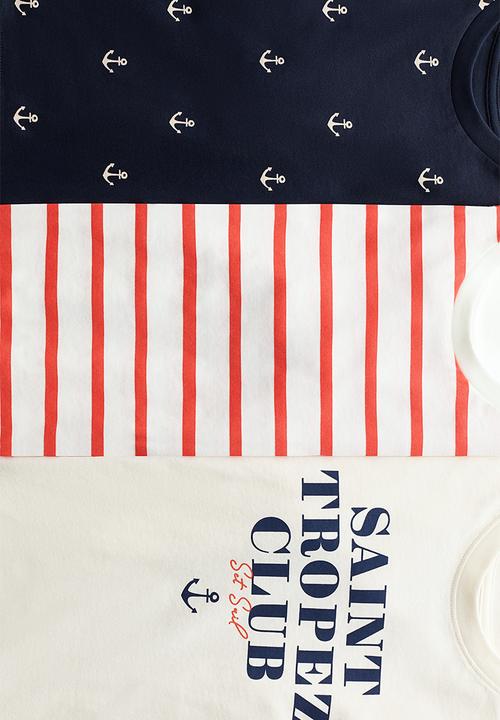 H&M - 3-Pack printed T-shirts - cream/saint tropez
