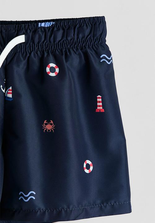 H&M - Printed swim shorts - navy blue/patterned