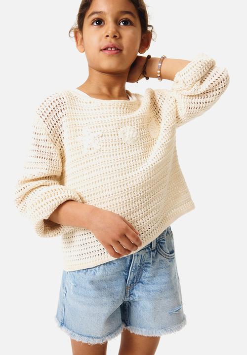 H&M - Frayed denim shorts - light denim blue