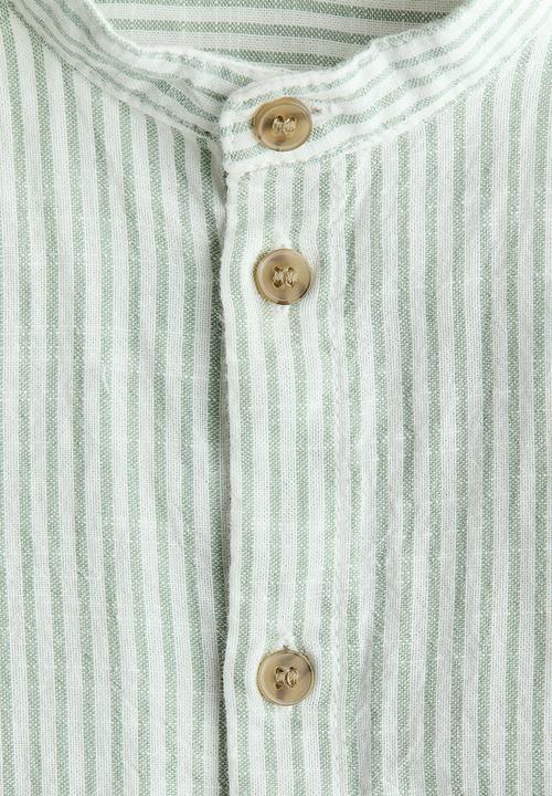 H&M - Cotton grandad shirt - white/green striped