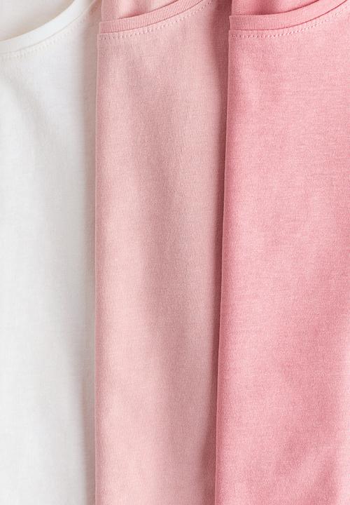 H&M - 3-Pack flutter-sleeved tops - pink/light pink/cream
