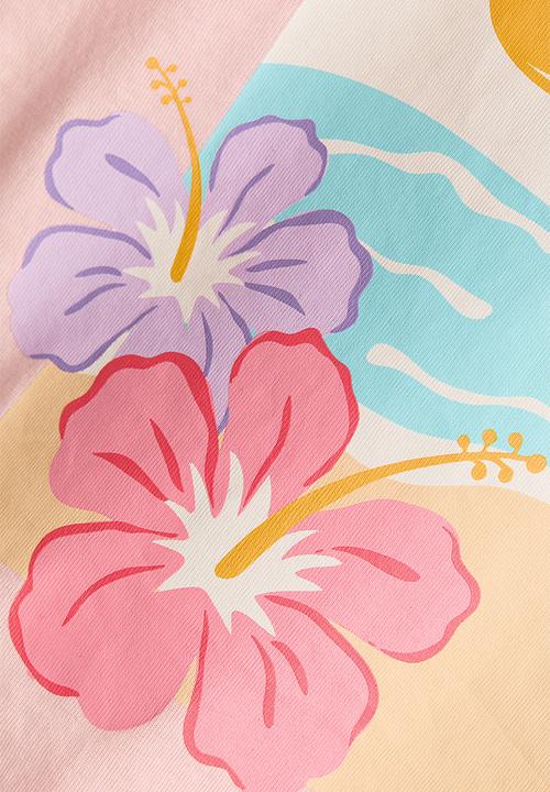 H&M - Printed T-shirt - light pink/hawaii