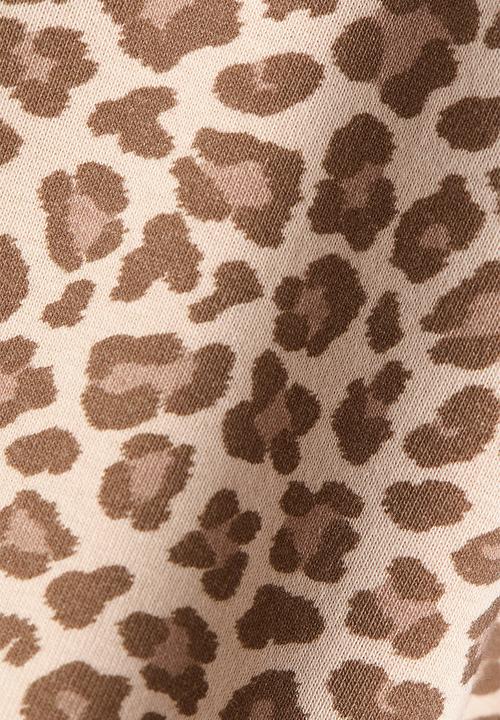H&M - Printed T-shirt - dark beige/leopard print