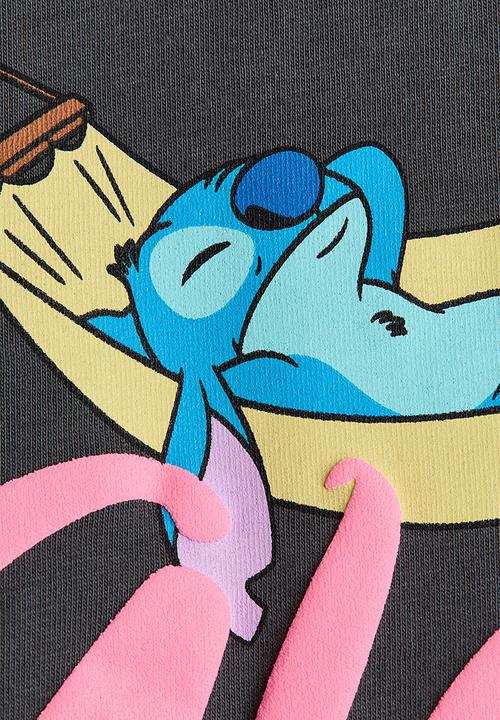 H&M - Printed t-shirt - dark grey/lilo & stitch