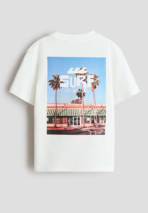 H&M - Printed cotton t-shirt - white/surf