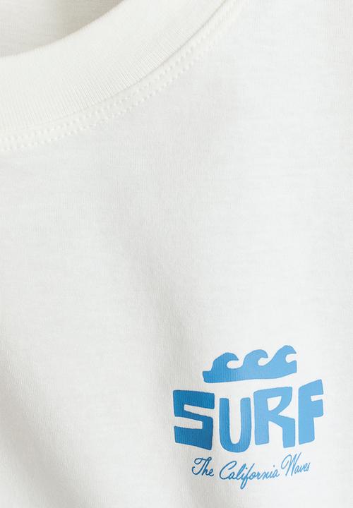 H&M - Printed cotton t-shirt - white/surf