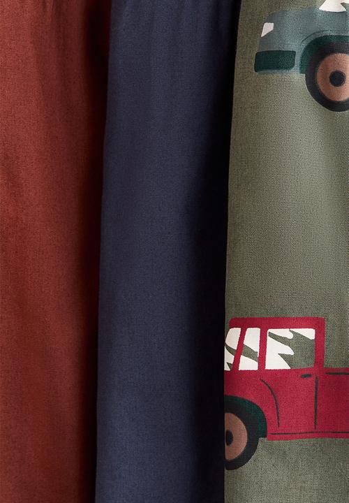 H&M - 3-Pack cotton shorts - khaki green/vehicles