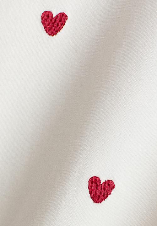 H&M - Motif-detail t-shirt - white/hearts