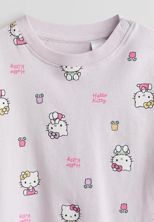 H&M - 2-pack printed cotton t-shirts - light purple/hello kitty