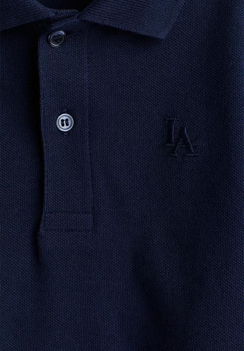 H&M - Embroidered-motif piqué polo shirt - navy blue