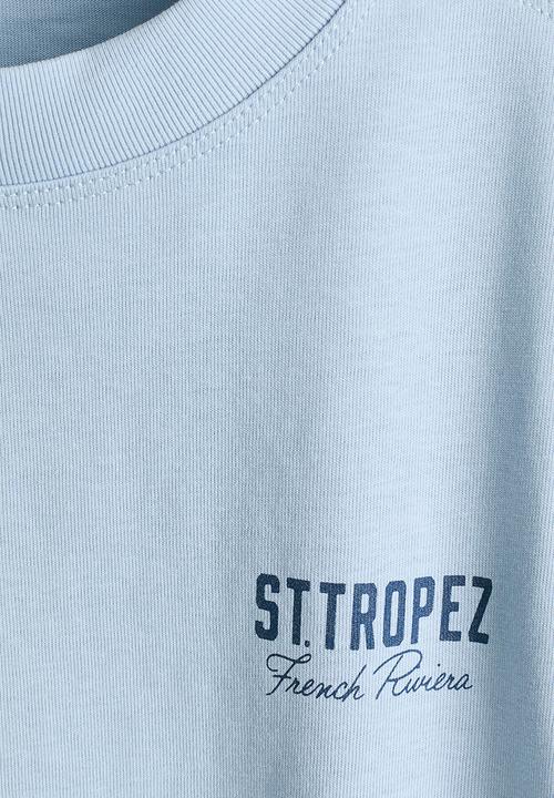 H&M - Print-motif T-shirt - light blue/st. tropez