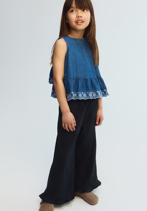 H&M - Linen-blend drawstring trousers - dark grey