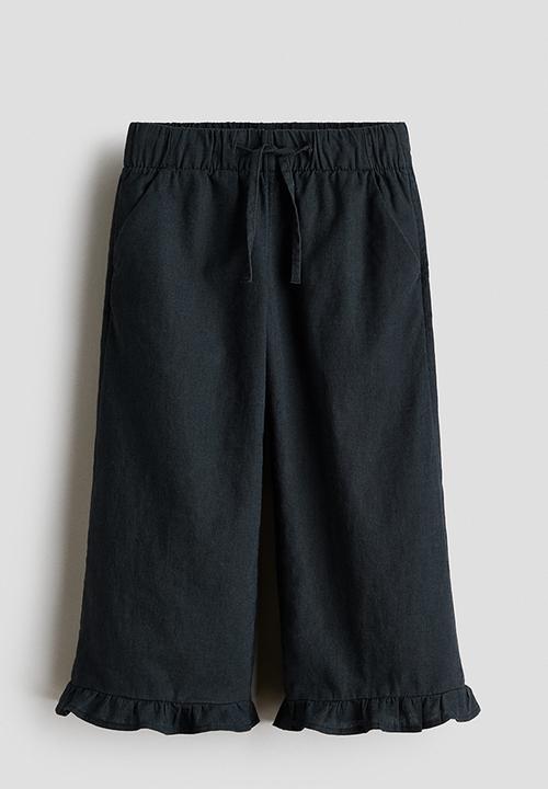H&M - Linen-blend drawstring trousers - dark grey