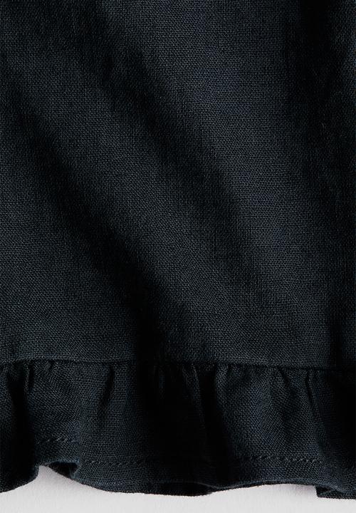 H&M - Linen-blend drawstring trousers - dark grey