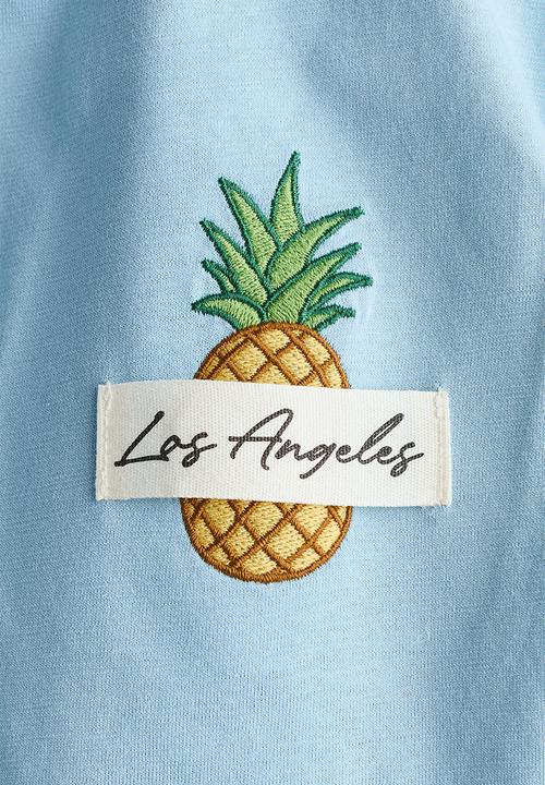 H&M - Printed cotton t-shirt - light blue/los angeles