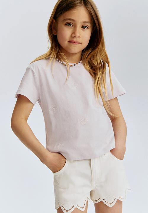 H&M - Broderie-anglaise denim shorts - white