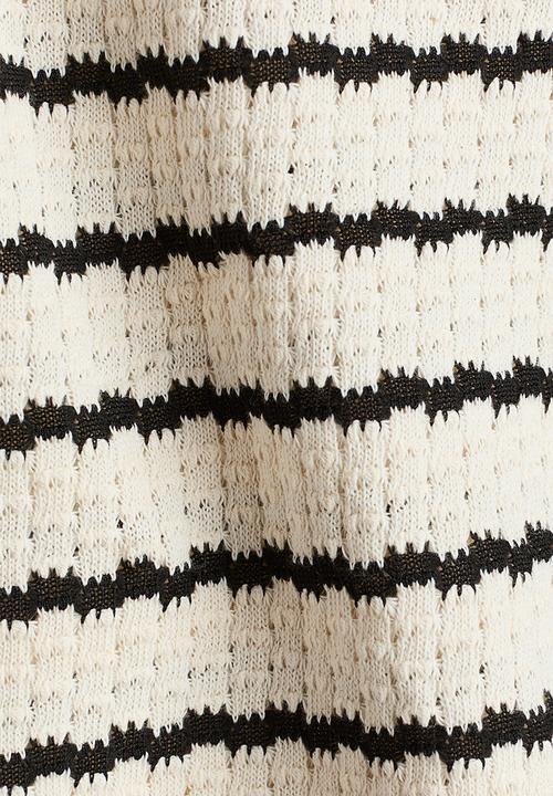 H&M - Pointelle-knit top - white/black striped
