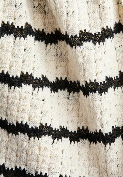 H&M - Pointelle-knit shorts - white/black striped