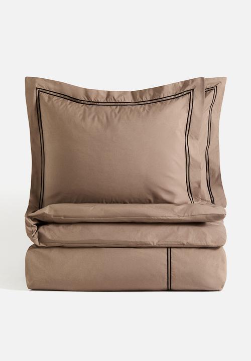 H&M - Cotton percale double/king duvet cover set - mole