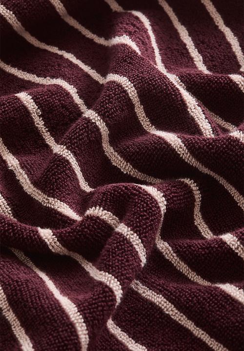 H&M - Striped bath towel  - burgundy/light pink striped