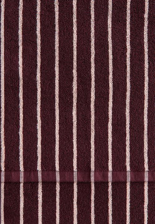 H&M - Striped bath towel  - burgundy/light pink striped