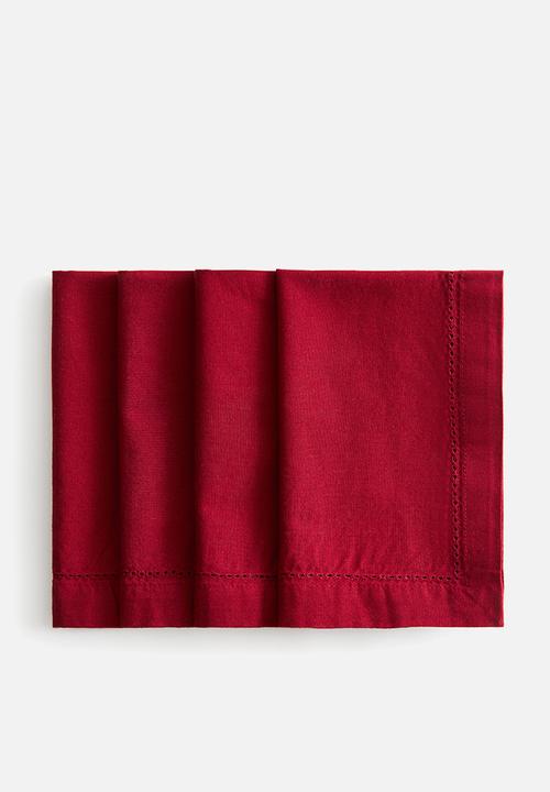 H&M - 4-pack cotton napkins - dark red