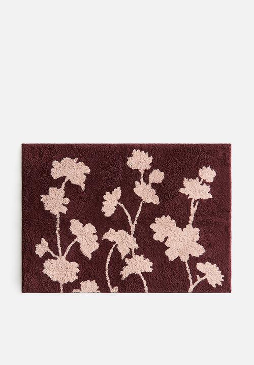 H&M - Tufted cotton bath mat - burgundy/light pink