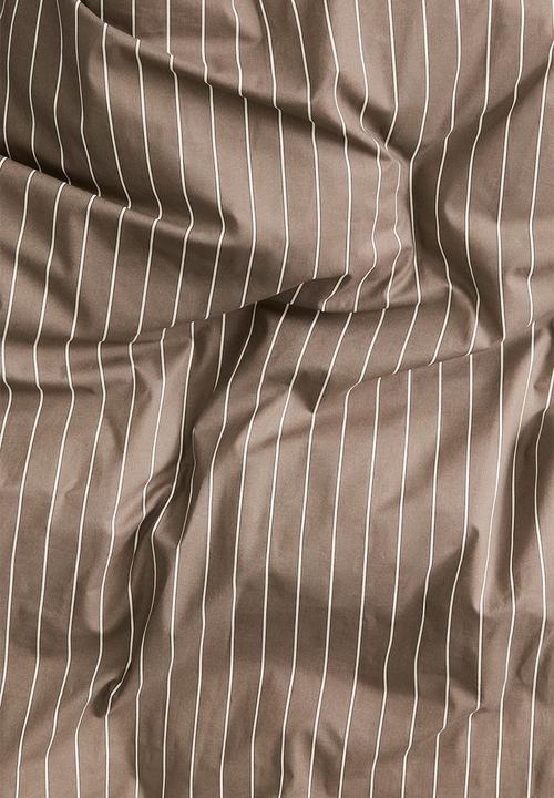 H&M - Striped double/king duvet cover set - mole/striped