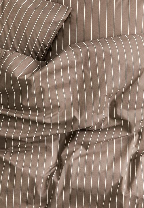 H&M - Striped double/king duvet cover set - mole/striped