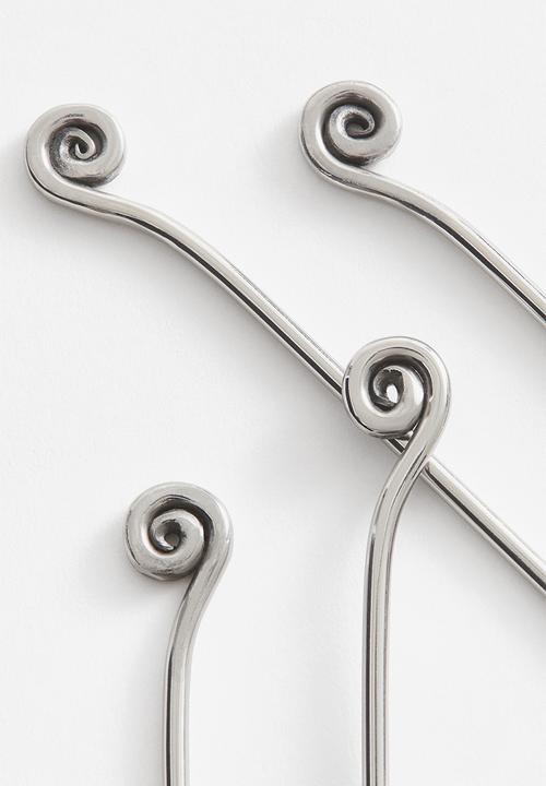 H&M - 4-pack swirl-detail cocktail picks - silver-coloured