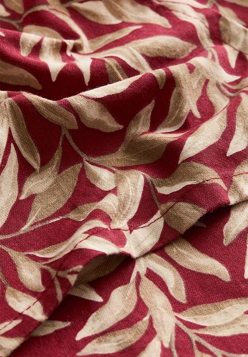 H&M - Patterned cotton table runner - dark red/patterned