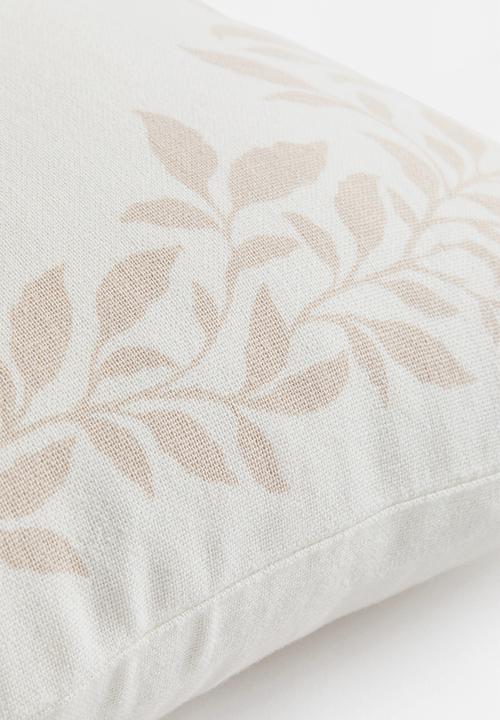 H&M - Printed linen-blend cushion cover - white/happy holidays