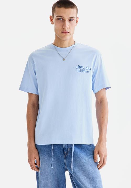 H&M - Loose fit printed T-shirt - light blue/ashbury house